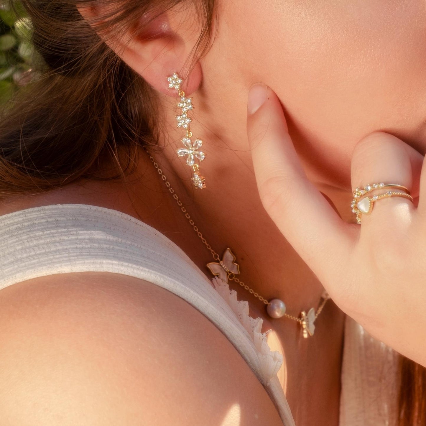 Flower Drop Earrings - Elena