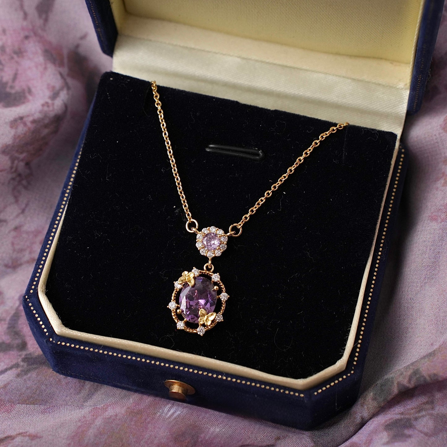 Lilac Butterfly Necklace