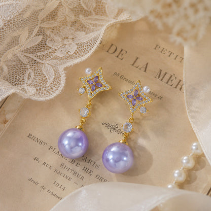 Opulent Amethyst Pearl Earrings