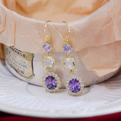 Purple Gem Drop Earrings