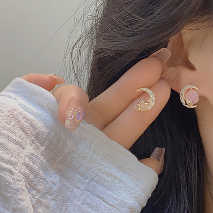 Moon and Star Stud Earrings - Anita