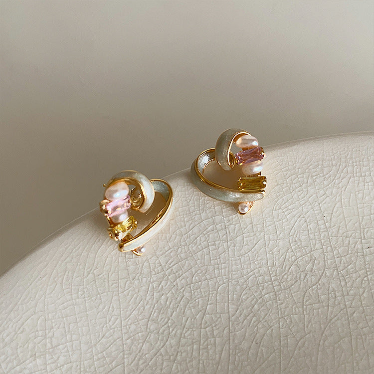 Bejeweled Heart Stud Earrings