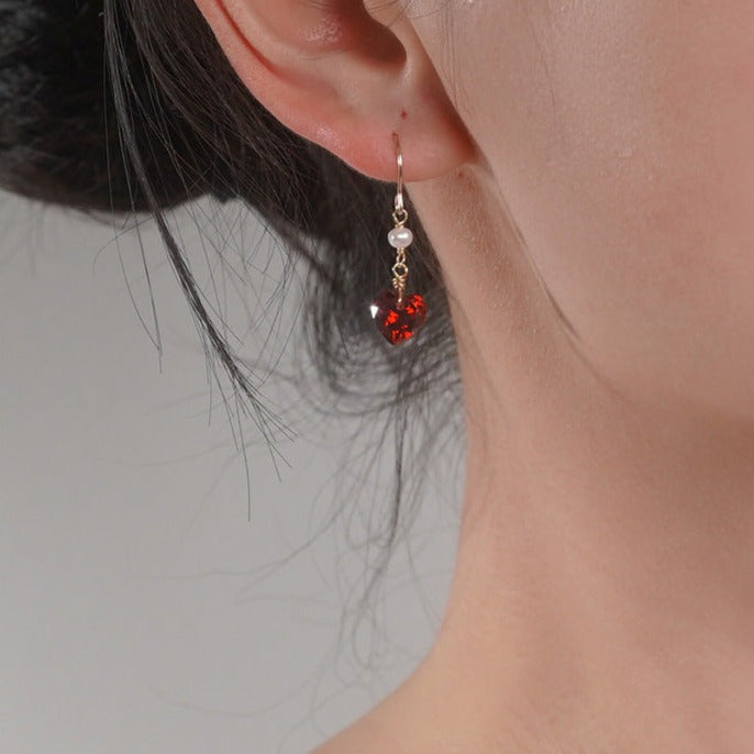 Red Heart Earrings (Solid Silver)