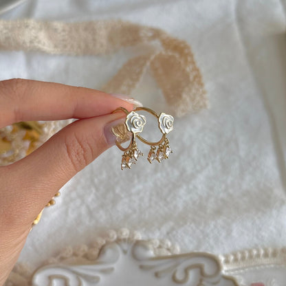 White Rose Earrings - Emilia