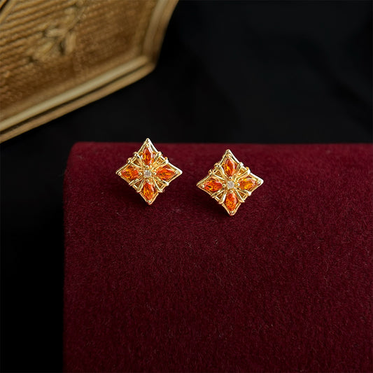 Amber Quatrefoil Earrings