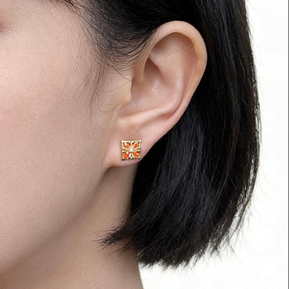 Amber Quatrefoil Earrings