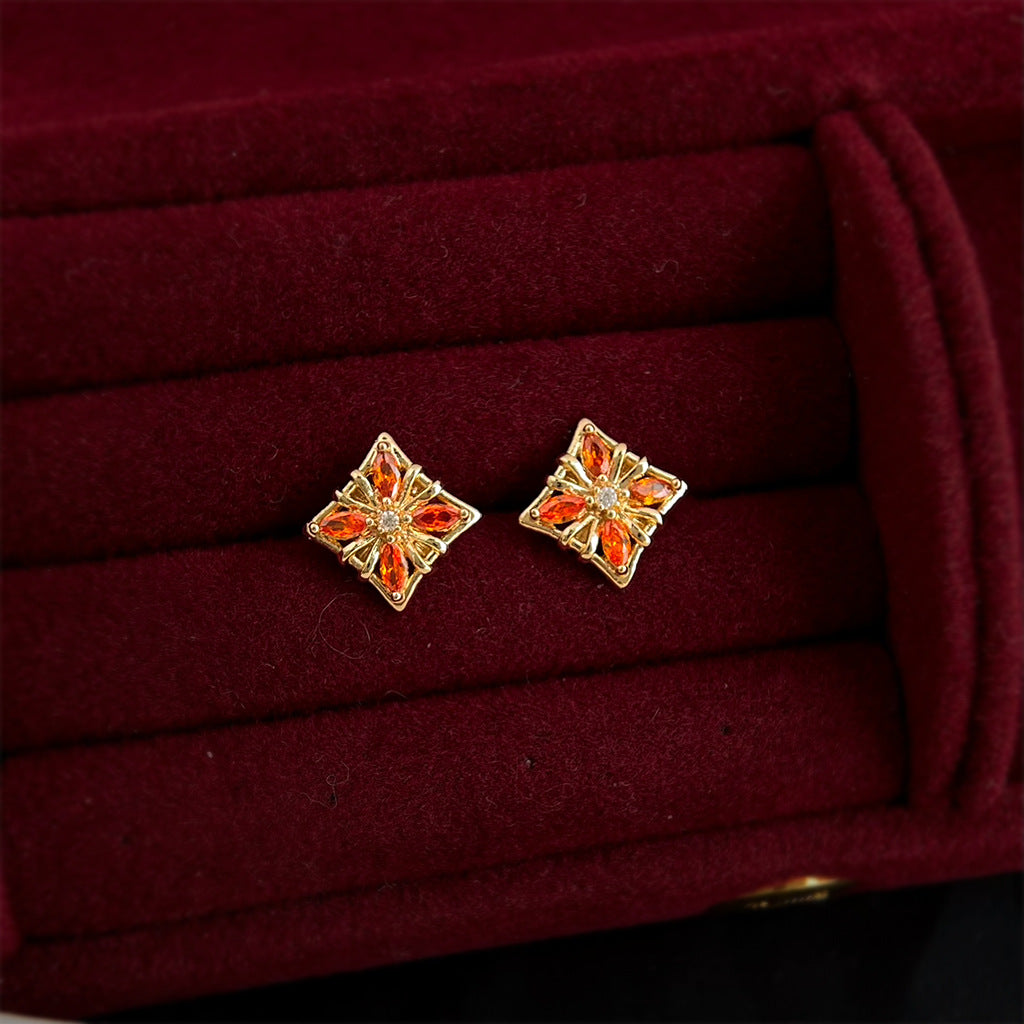 Amber Quatrefoil Earrings