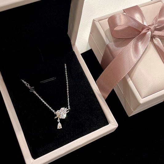 Crystal Heart Necklace (Solid Silver)