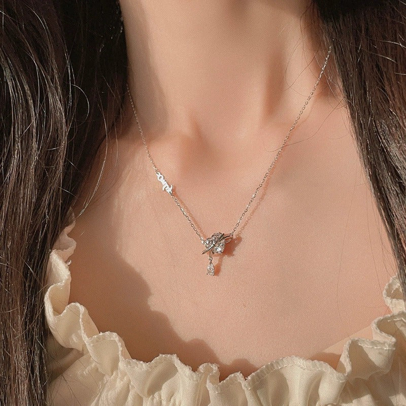 Crystal Heart Necklace (Solid Silver)