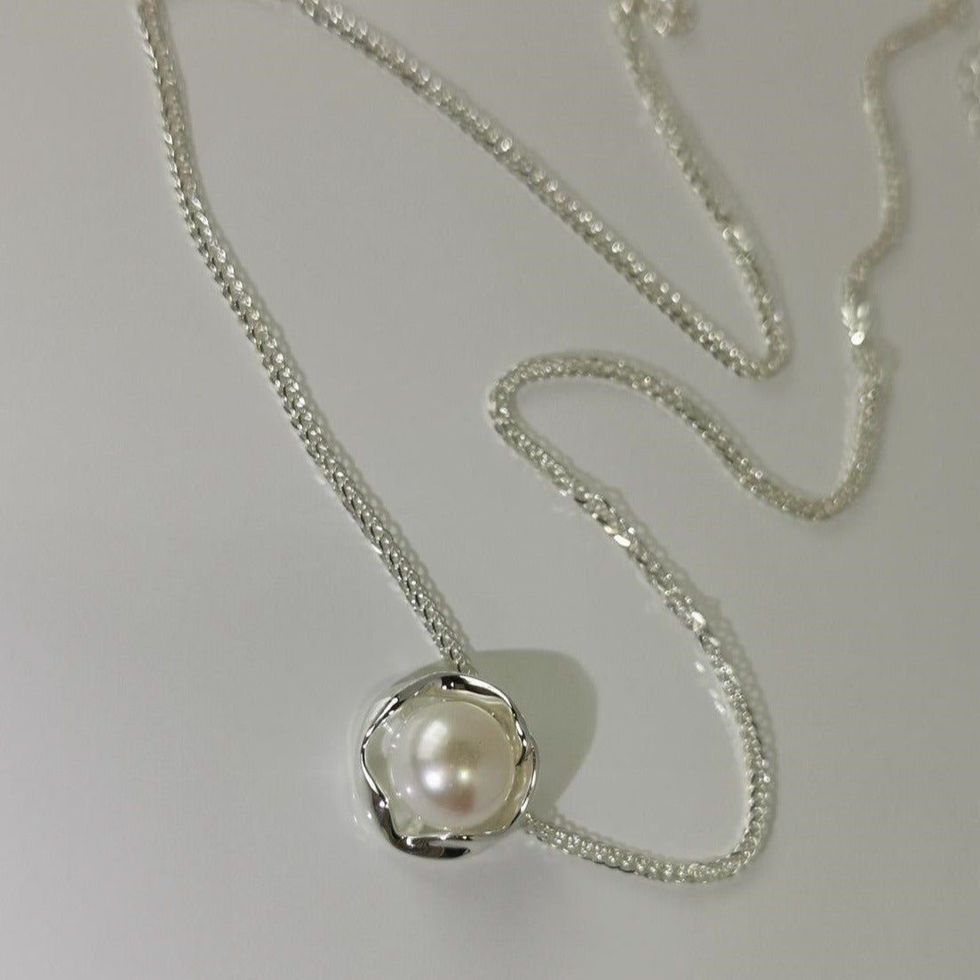 Silver Pearl Necklace - Ella