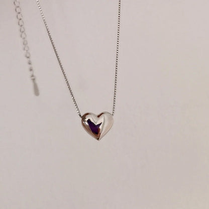 Puffy Heart Necklace (Solid Silver)