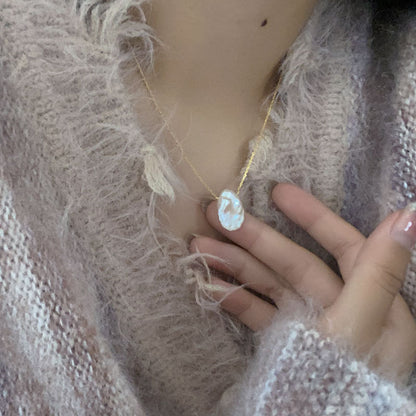 Baroque Pearl Necklace (Solid Silver) - Selena