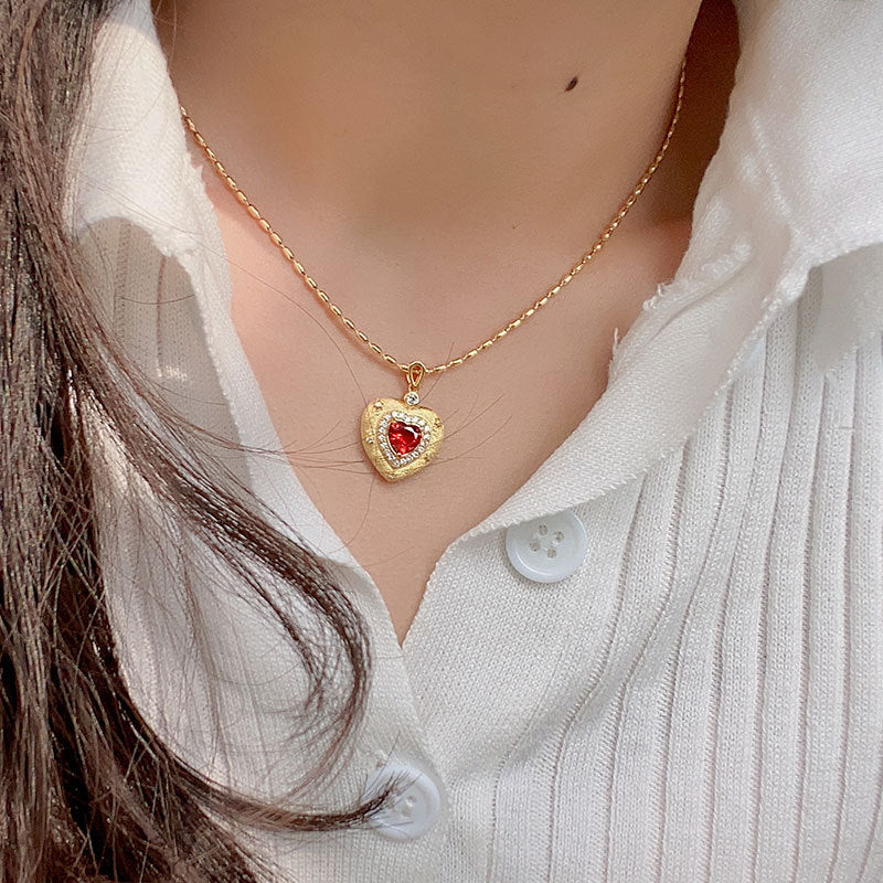 Royal Red Heart Necklace (Solid Silver)