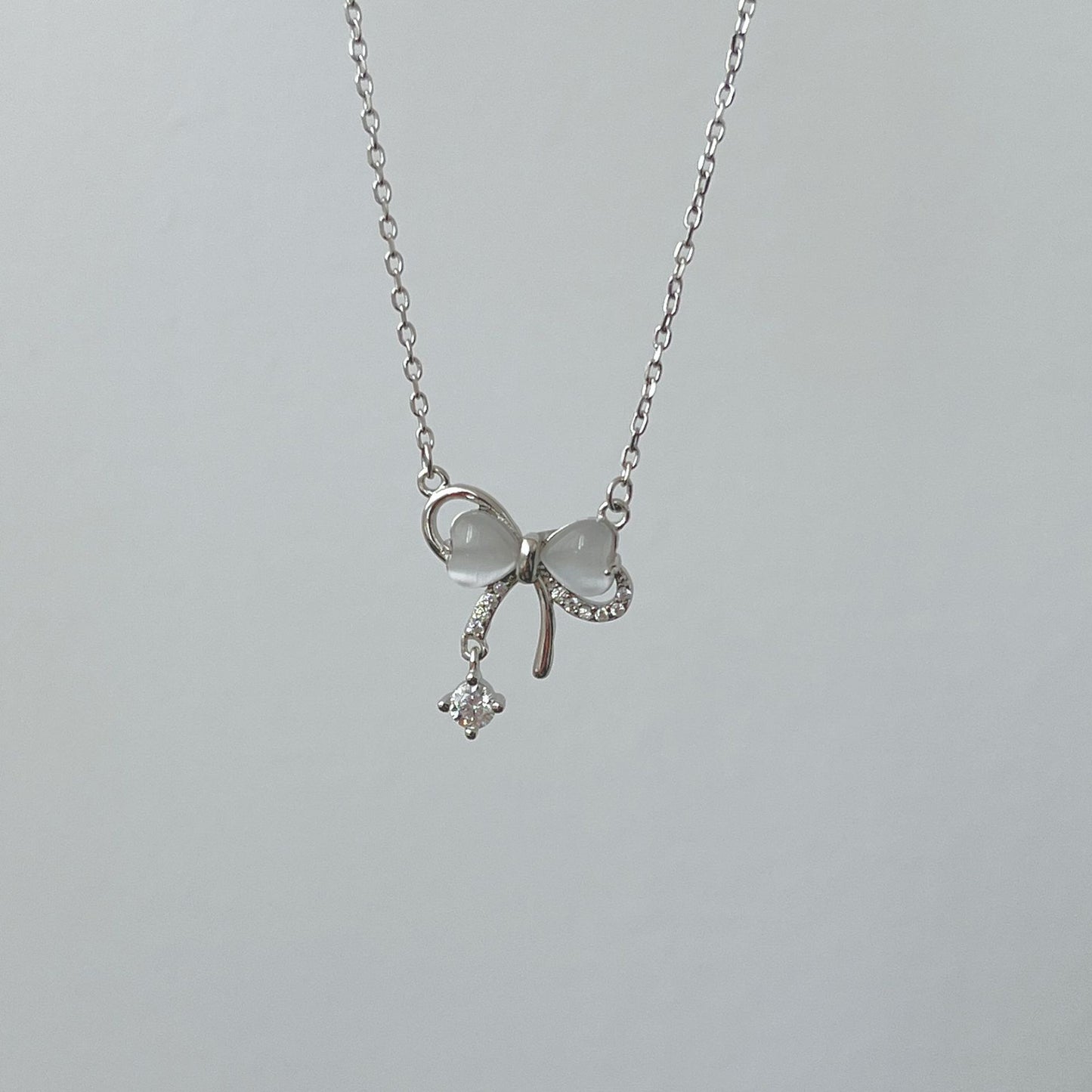 Bow Necklace (Solid Silver) - Christine
