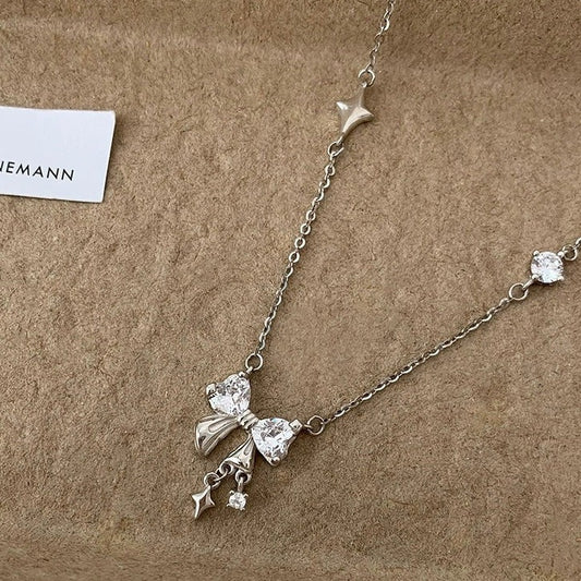 Bow Necklace (Solid Silver) - Caroline