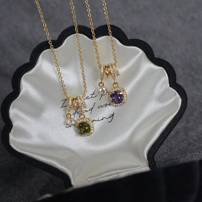 Pavé Halo Regal Peridot Necklace