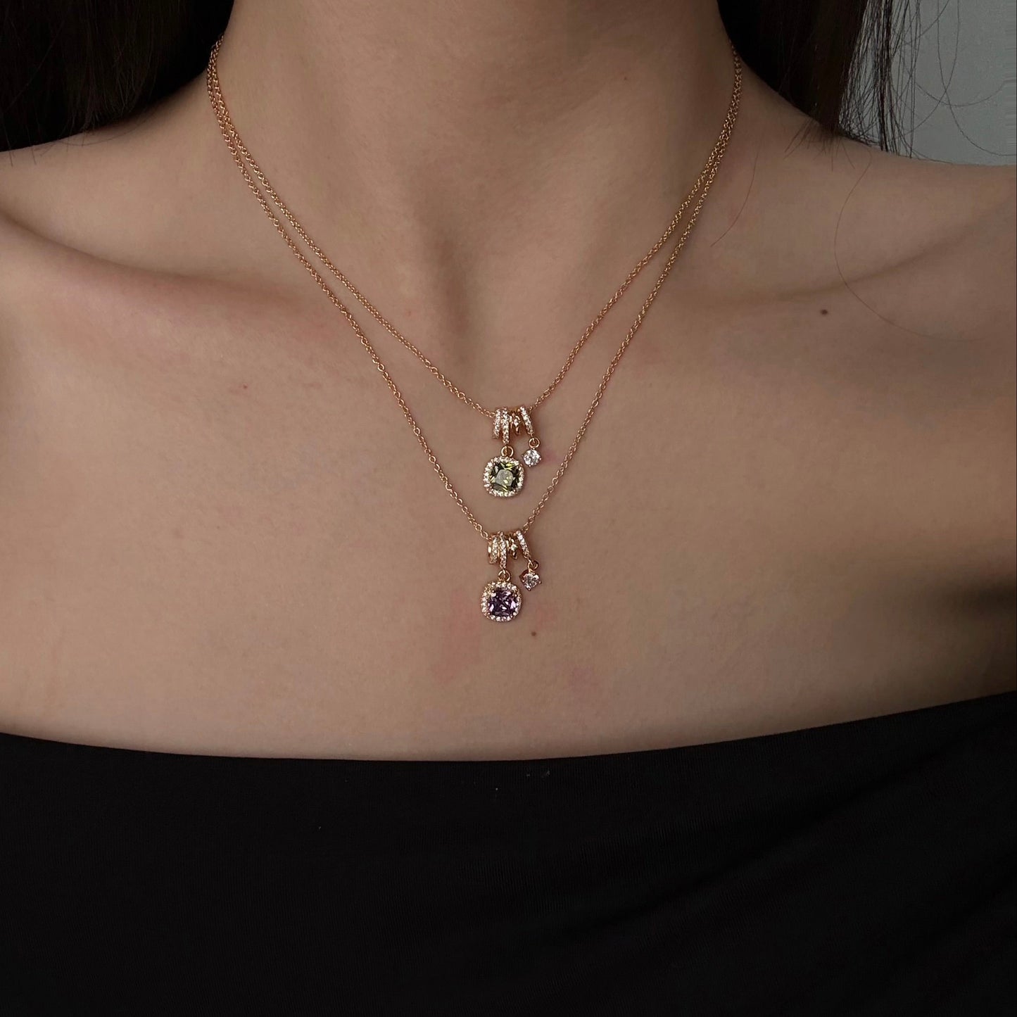 Pavé Halo Regal Peridot Necklace