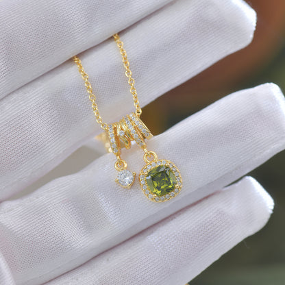 Pavé Halo Regal Peridot Necklace