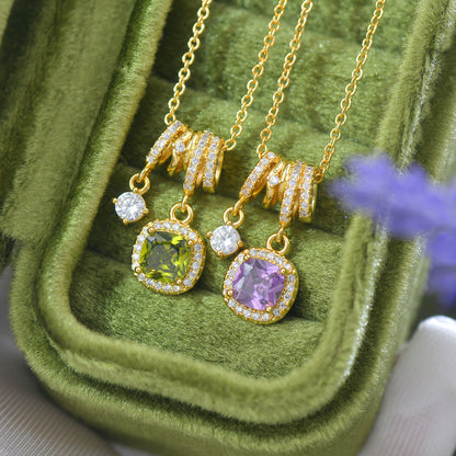 Pavé Halo Regal Peridot Necklace