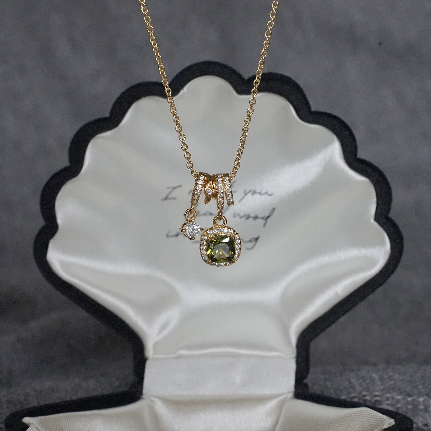 Pavé Halo Regal Peridot Necklace