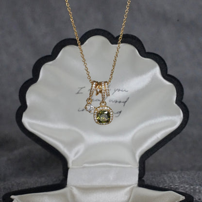 Pavé Halo Regal Peridot Necklace