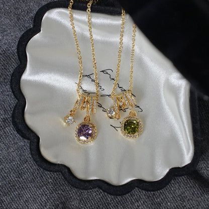 Pavé Halo Regal Amethyst Necklace