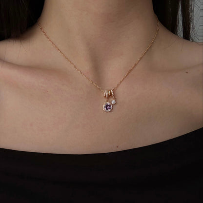 Pavé Halo Regal Amethyst Necklace
