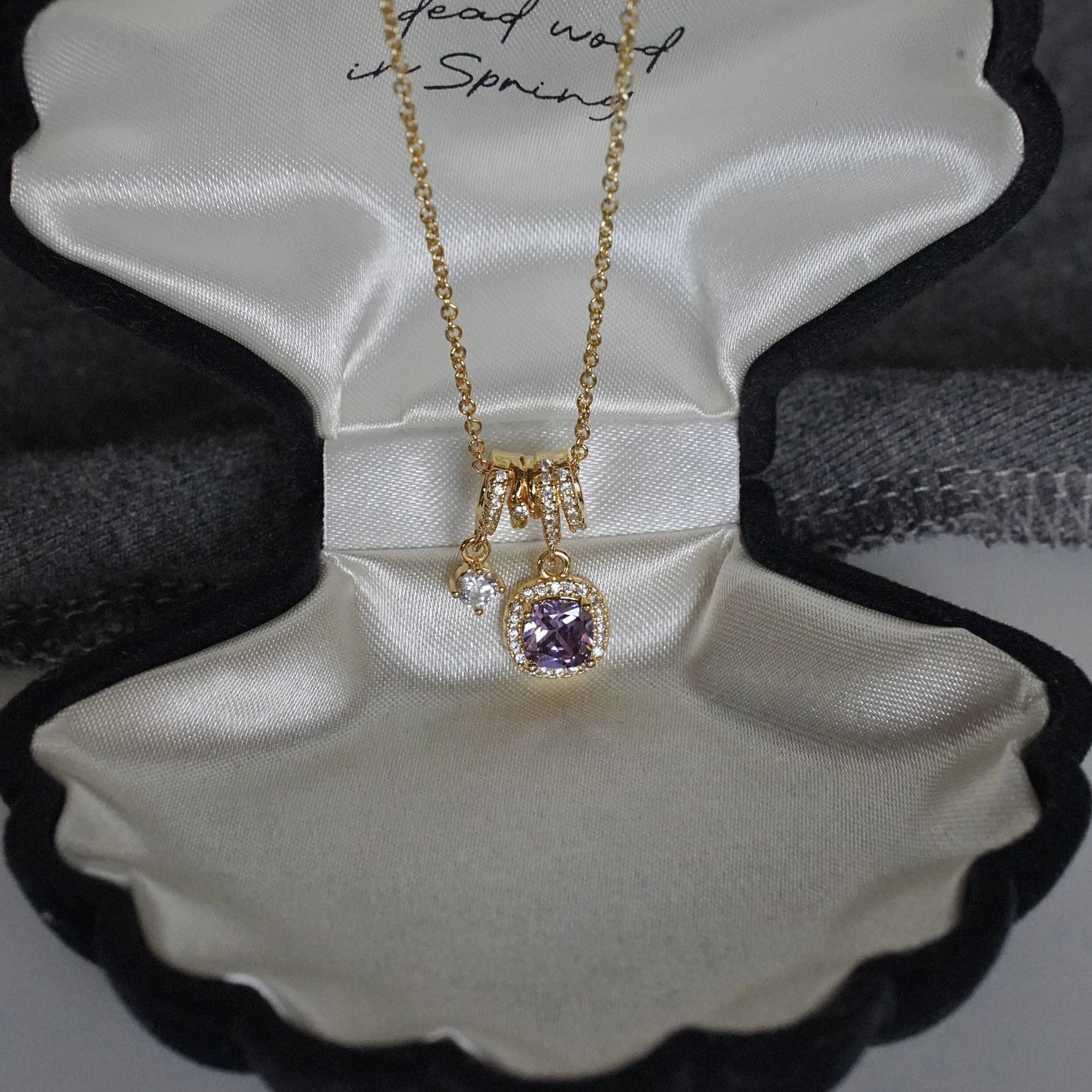 Pavé Halo Regal Amethyst Necklace