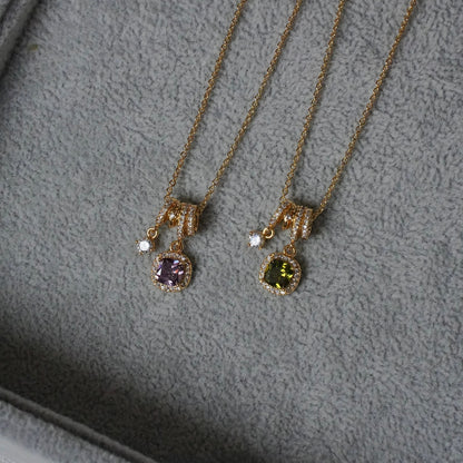 Pavé Halo Regal Amethyst Necklace