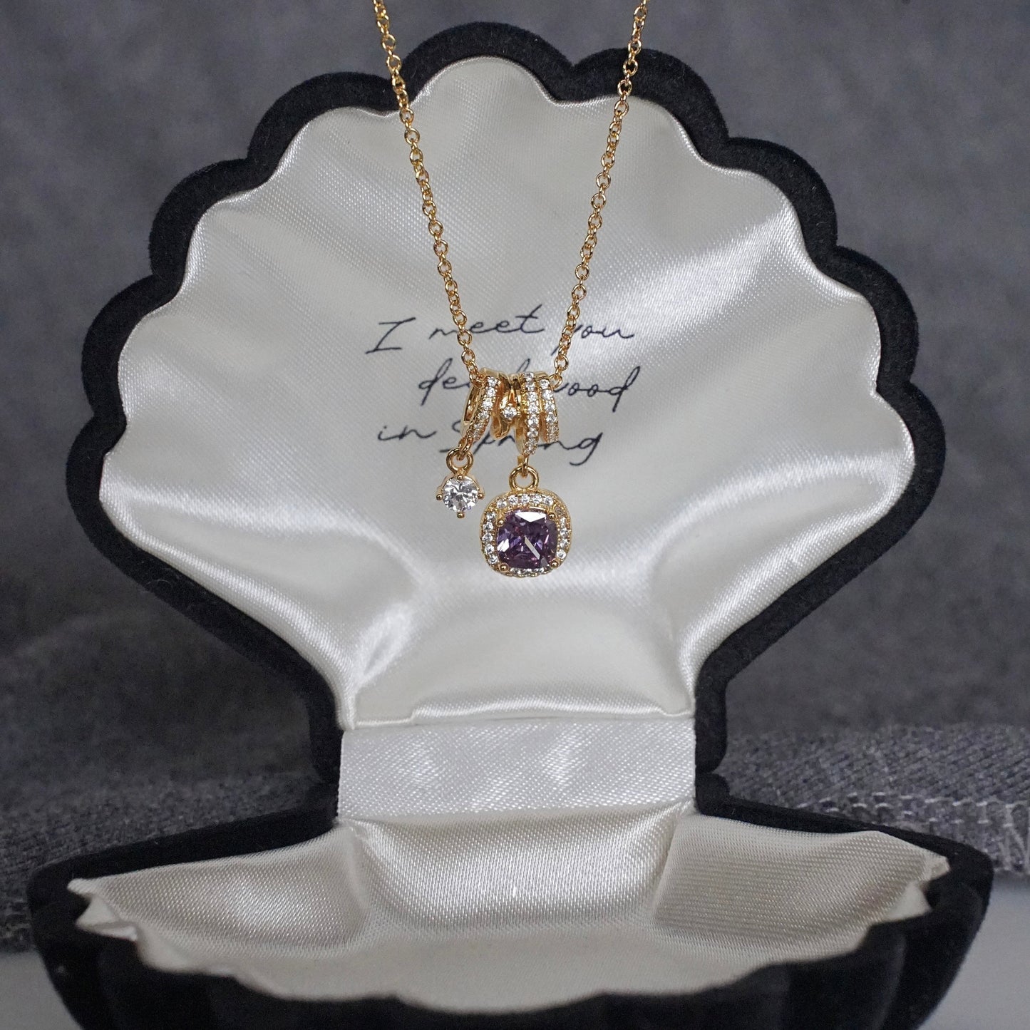 Pavé Halo Regal Amethyst Necklace
