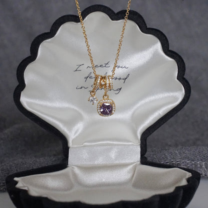 Pavé Halo Regal Amethyst Necklace
