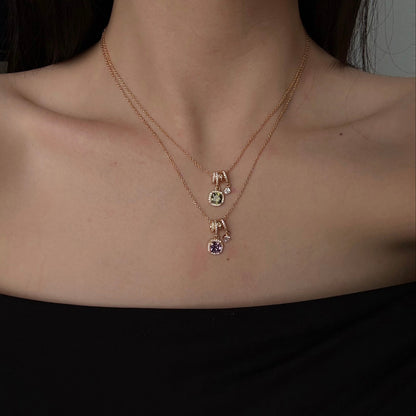 Pavé Halo Regal Amethyst Necklace