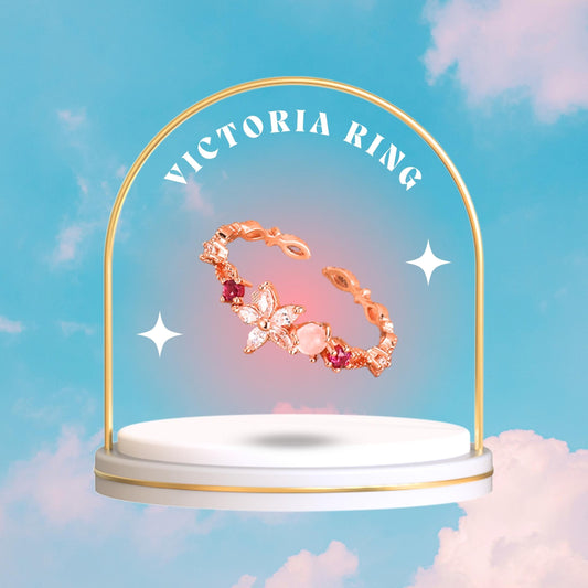 Pink Gem Flower Ring - Victoria