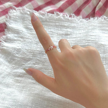 Pink Gem Flower Ring - Victoria