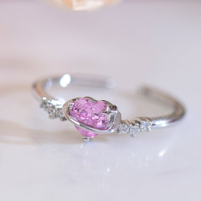 Pink Heart Ring Set