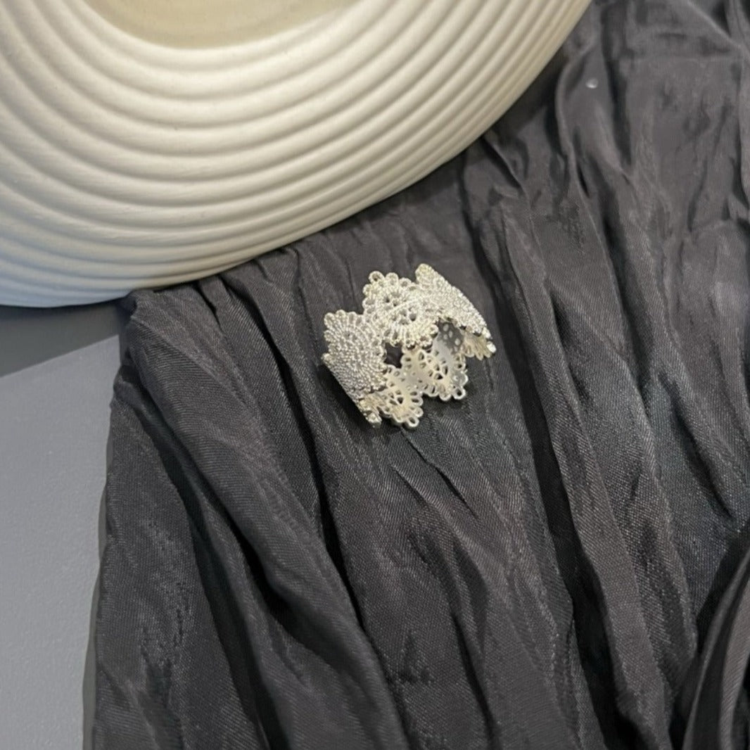 Baroque Lace Ring (Solid Silver)