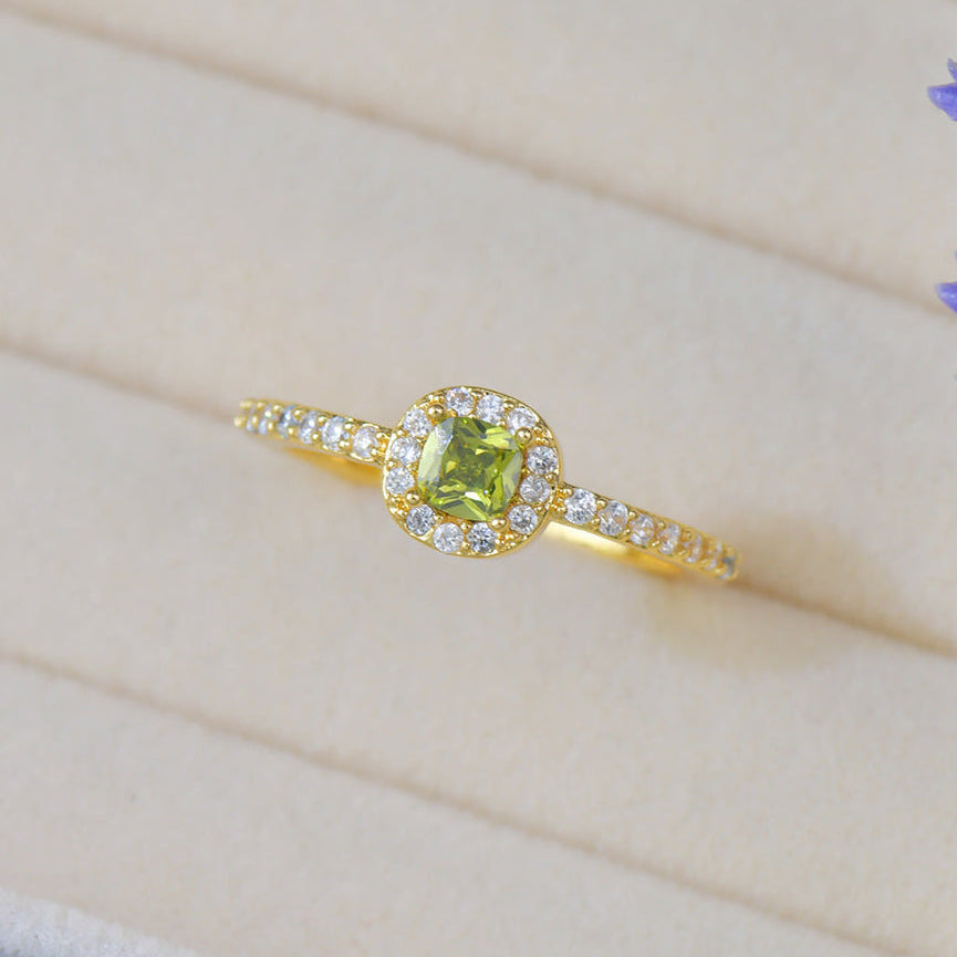 Pavé Halo Regal Peridot Ring
