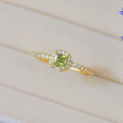 Pavé Halo Regal Peridot Ring