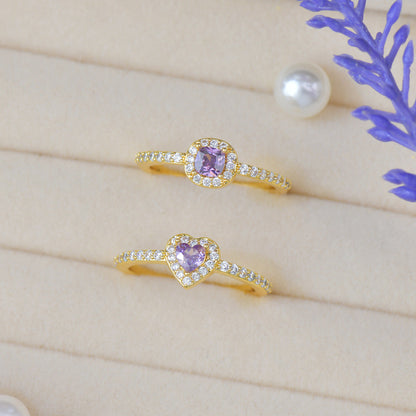 Pavé Halo Regal Amethyst Ring