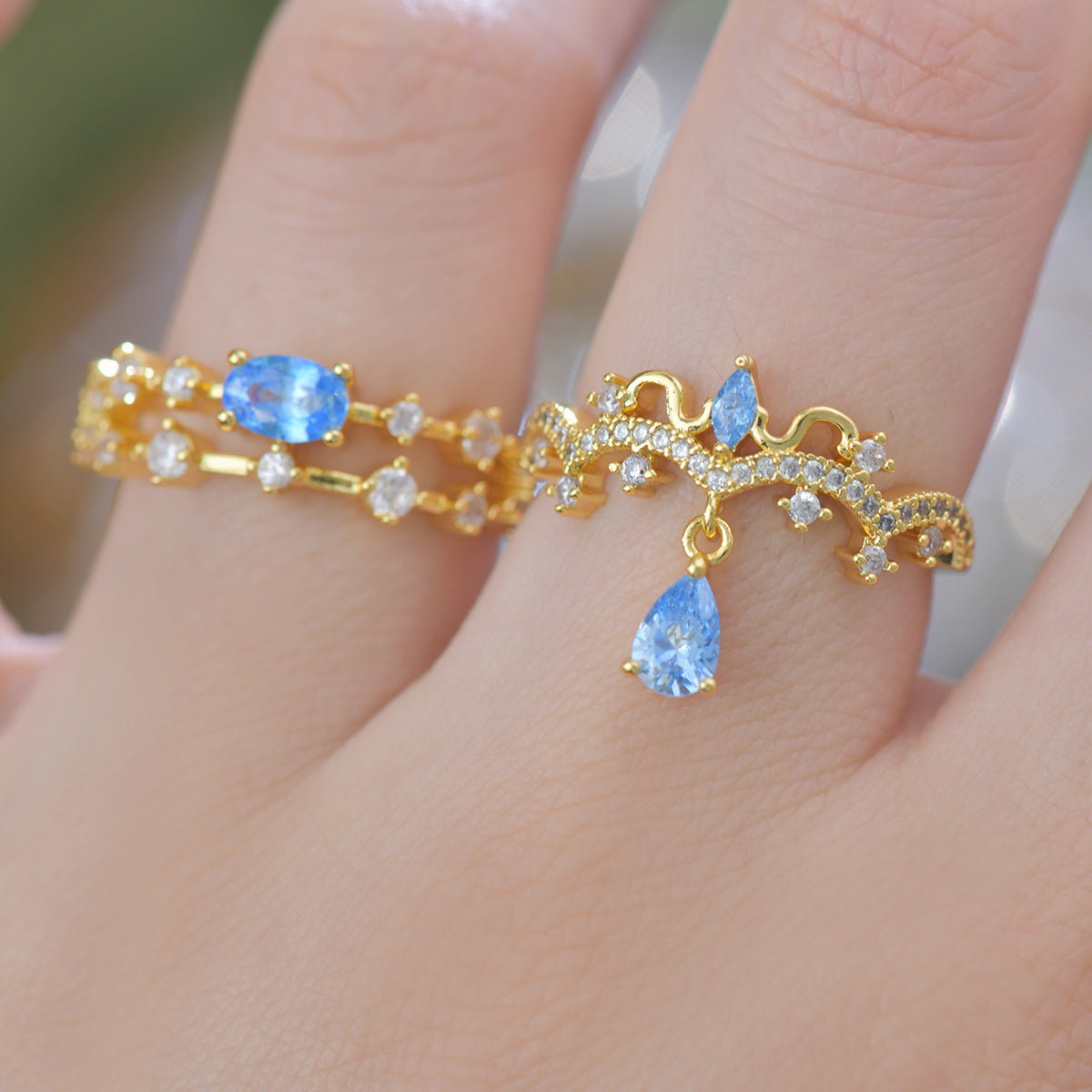 Chandelier Blue Topaz Ring