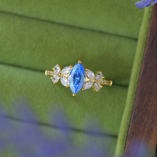 Azure Marquise Laurel Ring