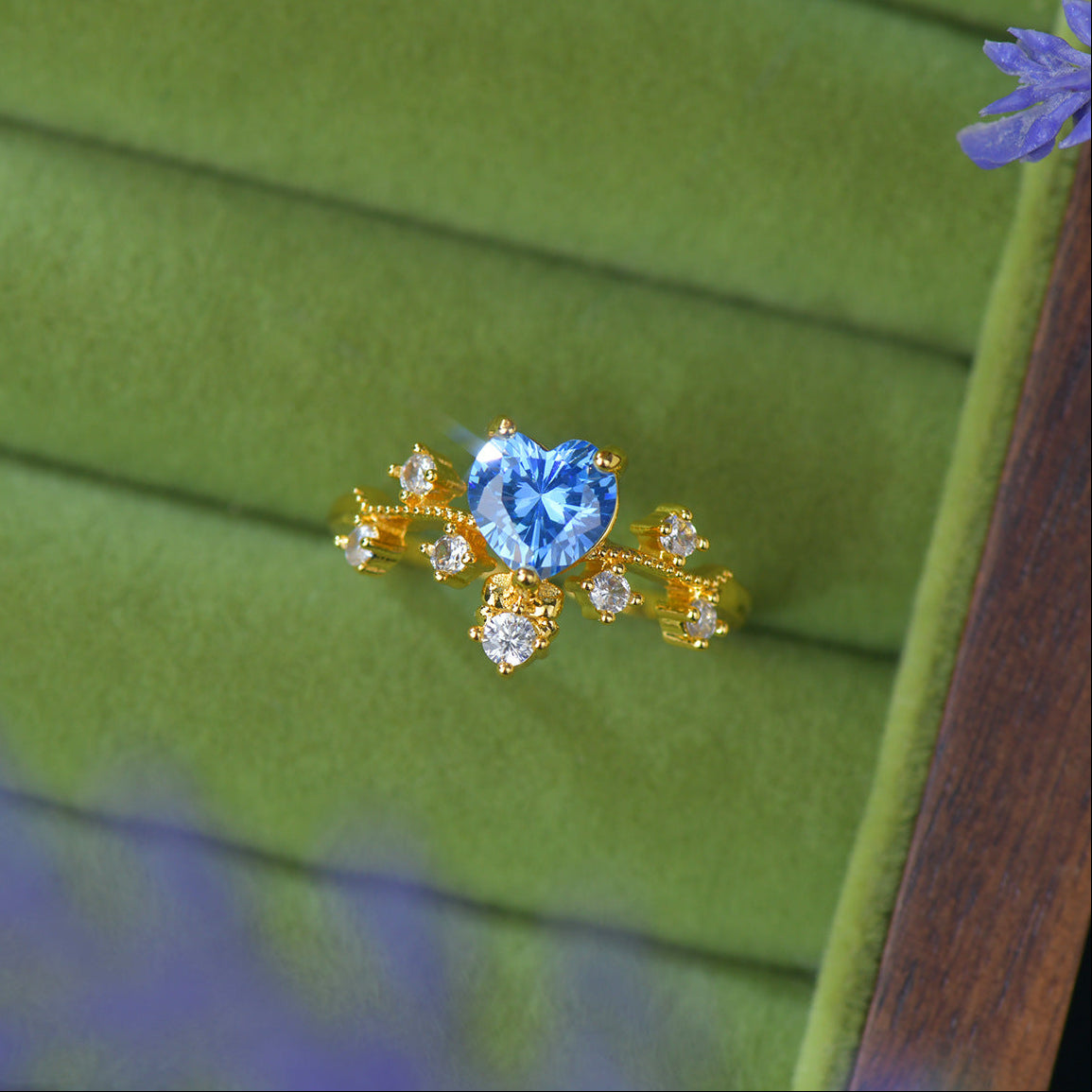 Azure Heart Flourish Ring