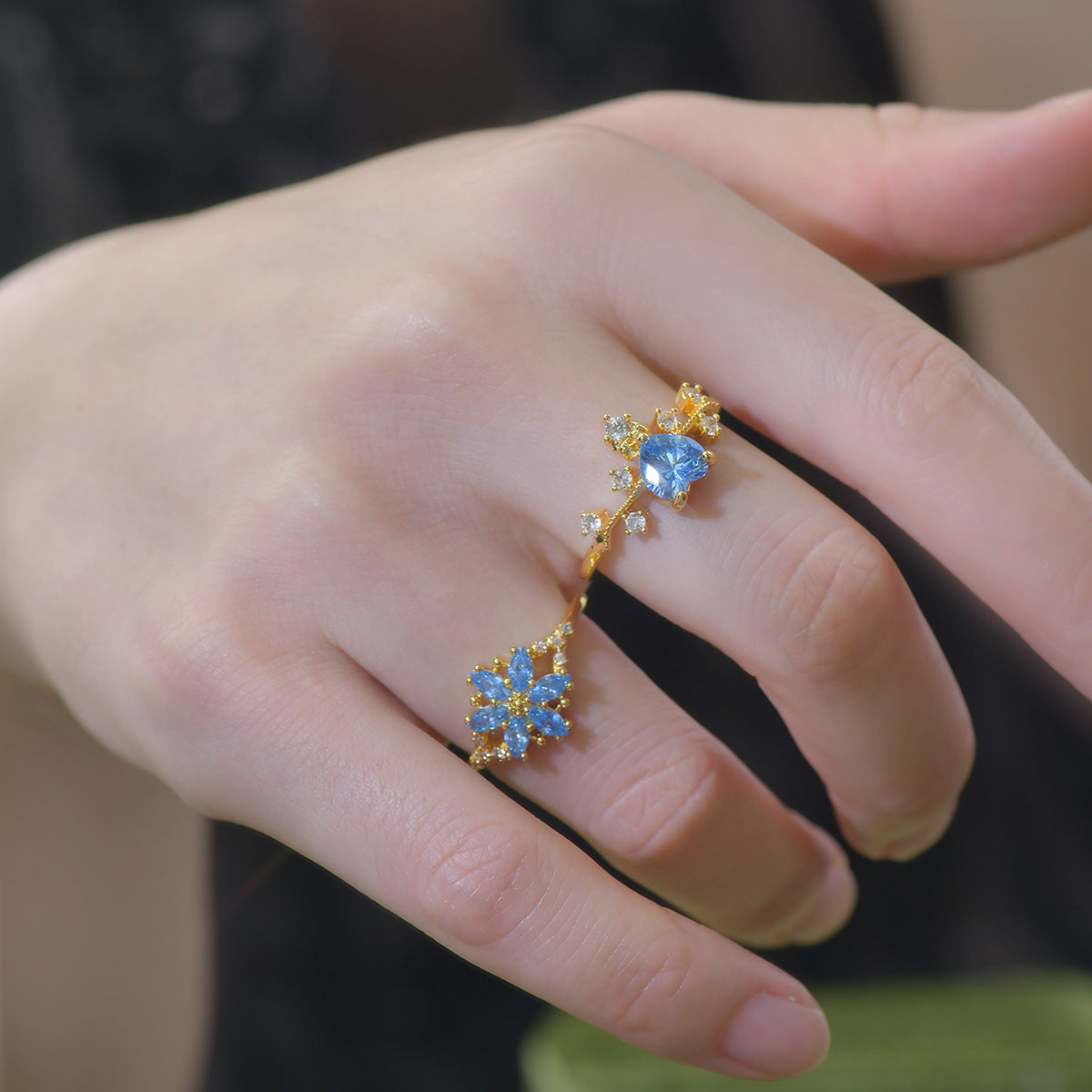 Azure Heart Flourish Ring
