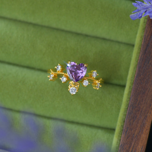 Violet Heart Flourish Ring
