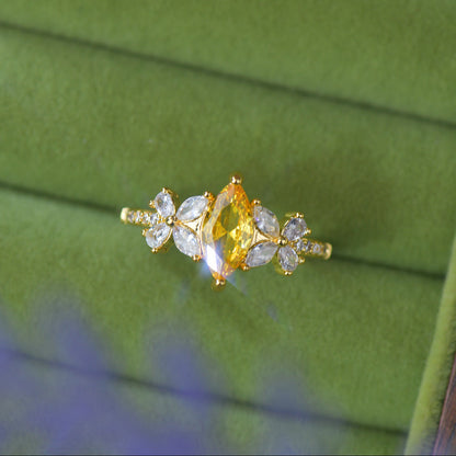 Citrine Marquise Laurel Ring