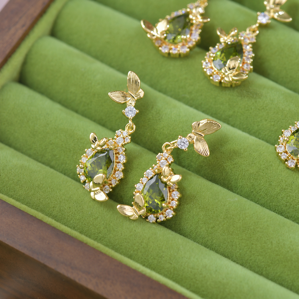 Gilded Butterfly Peridot Earrings