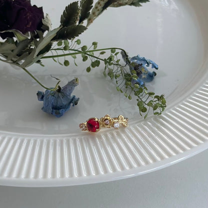 [Clearance] Red Gem Rose Ring
