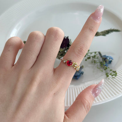 [Clearance] Red Gem Rose Ring