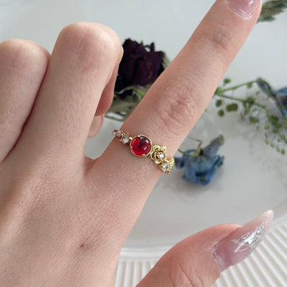 [Clearance] Red Gem Rose Ring
