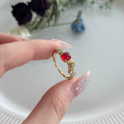 [Clearance] Red Gem Rose Ring